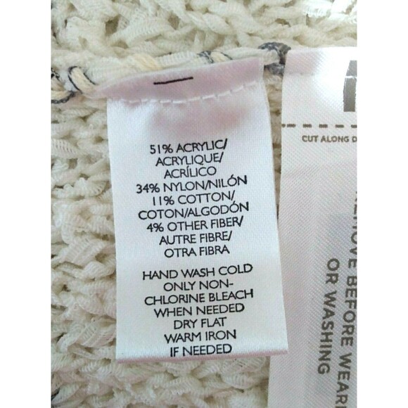 Ann Taylor LOFT Women's Knit Fringe Ivory Top Cap sleeves Size Small - Picture 6 of 7